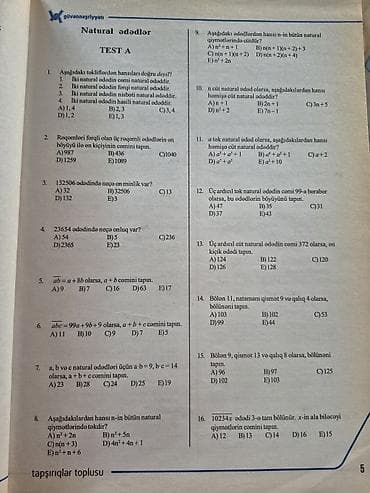 onluq: Riyaziyyat 11-ci sinif, 2020 il — 3