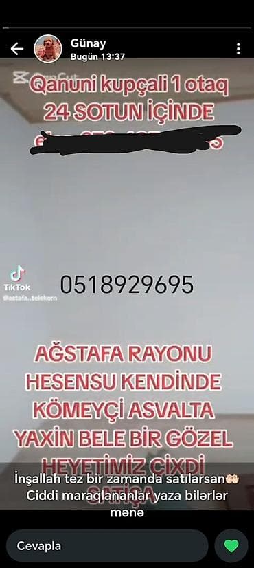 zig qesebesinde heyet evleri: Ağstafa rayonu, Həsənsu kəndi, köməkçi asfalta yaxın ərazidə torpaq — 1