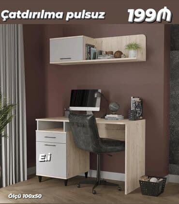 kompüter masa: Kompüter masası, Açılmayan, MDF, Dördbucaq masa — 1