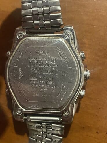 kişi üçün ev şap şapları: Б/у, Наручные часы, Casio, цвет - Серебристый — 3