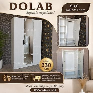 borular: Düz dolab, Dəhliz üçün, Yataq otağı üçün, Paltar üçün, Açılan, Korpuslu, 3 qapılı — 1
