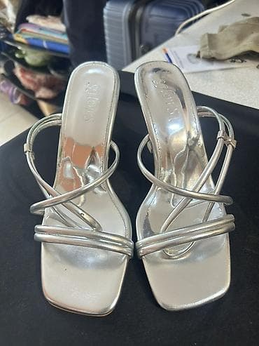 yaz basanoşkalar: Ölçü: 38, rəng - Gümüşü, Yeni — 4