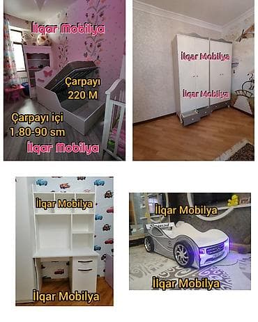 evcil mobilya: Oğlan və qız üçün, Yeni, Maşın-çarpayı, Yazı masası, Dolab — 1