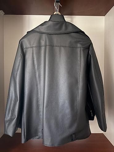 Qara biker üslubunda dərili gödəkçə - Model: klassik motosiklet tipli — 2