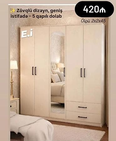 suse qapi: 5 qapılı geyim dolabı - Zövqlü dizayn, geniş istifadə imkanı - Rəng — 1