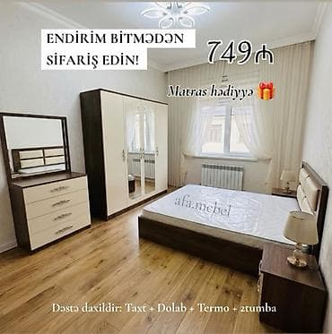 Yataq otağı mebel dəsti Dəst tərkibi: - Taxt (başlıqla) - Dolab lalafo.az -da Yataq otağı mebel dəsti Dəst tərkibi: - Taxt (başlıqla) - Dolab