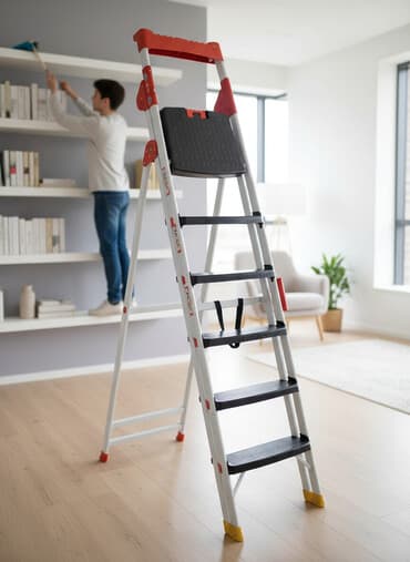 demir nerdivan: Metal nərdivan – 7 pilləli, və 9 pilləli qatlanan model - Material — 2