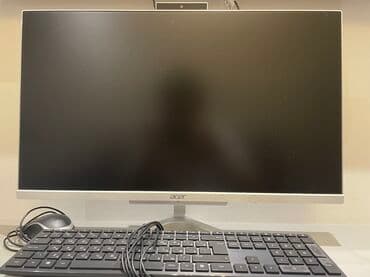 monoblok qiymetleri: Gümüşü rəngdə, Acer brendinə məxsus monoblok kompüter. Kompüterin arxa — 3