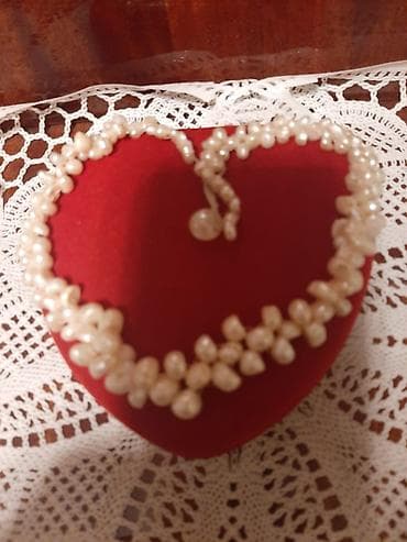 İnci boyunbağı və qolbaq dəsti - Material: təbii inciyə bənzər krem