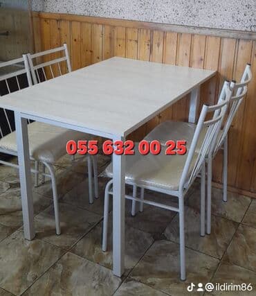 stol stul işlenmiş: Yeni, Kvadrat masa, 4 stul, Açılmayan, Stullar ilə, Metal, Azərbaycan — 24