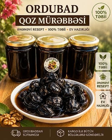 saatlar type 0: 100% təbii Ordubad qoz mürəbbəsi. 1 kq şüşə banka. Pərakəndə 12 AZN — 2