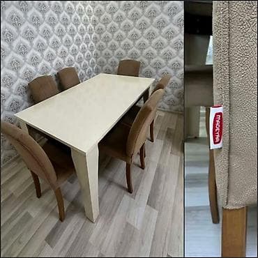 Qonaq otağı üçün, İşlənmiş, Kvadrat masa, 6 stul
