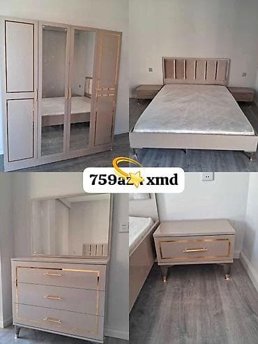 tum: Yataq otağı dəstı – zərif bej rəng və qızılı detallar Komplektdə: - 4 — 1