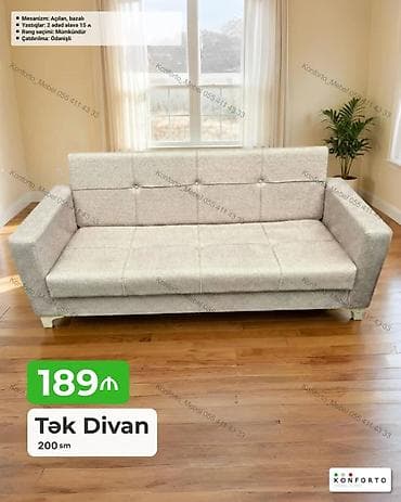 Tək Divan – 200 sm - Mexanizm: açılan, bazalı (yataq funksiyalı və — 1