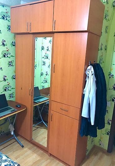 paltar dolabl: İşlənmiş, 3 qapılı, Güzgülü, Qəhvəyi, Taxta, Açılan, Düz dolab — 1