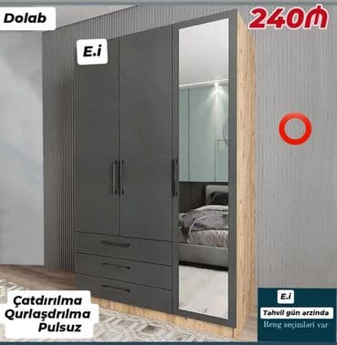 bisetkalar dizayni: Yeni, Açılan, 3 qapılı Düz dolab, Qarderob, paltar dolabı — 1