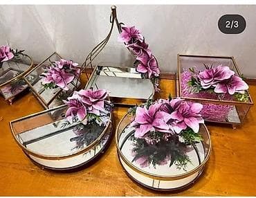 xonca aksesuarları: Novruz/söz kəsimi/nişan üçün bəzədilmiş xonça və vitrin qutuları dəsti — 5