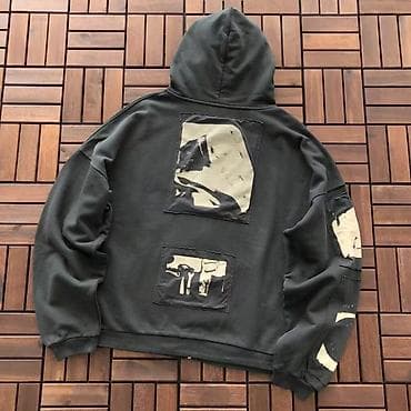 Qara rəngli kapüşonlu zipli xudi - Stil: Streetwear/oversize siluet — 3