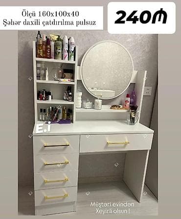 Vizaj masası – güzgülü, çoxfunksiyalı - Ölçü: 160 x 100 x 40 sm -