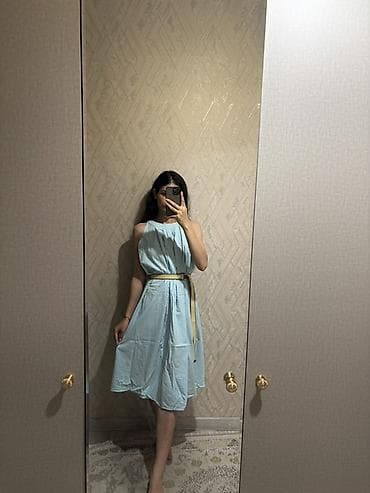 Şəxsi əşyalar: Mavi rəngli kətan yay donu - Model: yüngül, axıcı fakturalı, qolsuz — 1