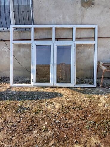 pvc pencere aparatları: İşlənmiş İkiqat şüşə paketi Plastik pəncərə, Еni: 180 sm, Uzunluğu: 180 sm — 4