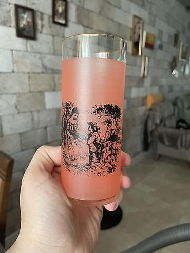 Qədimi üslubda dekorativ şüşə dəst - Material: rəngli şüşə (kobalt