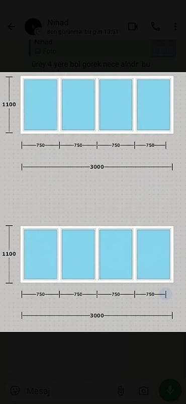 PVC pəncərə konstruksiyası – 4 bölməli - Ümumi ölçü: 3000 x 1100 mm - lalafo.az -da PVC pəncərə konstruksiyası – 4 bölməli - Ümumi ölçü: 3000 x 1100 mm -