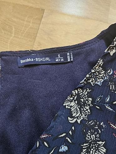 uşaq geyimler: Bershka BSKGIRL qızlar üçün göy rəngli çiçək naxışlı kombinezon — 4