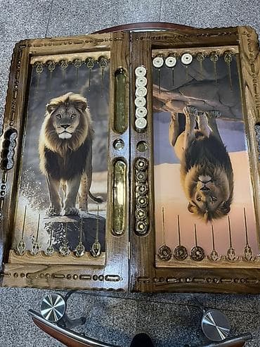 nerd zeri: Şahmat-nərd dəsti – “Aslan” dizaynı ……………………… - Material: Təbii — 5