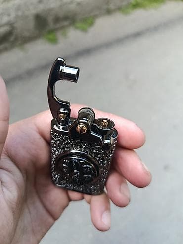Vintage tərzində qazlı alışqan - Material: Metal korpus, qara xrom — 2