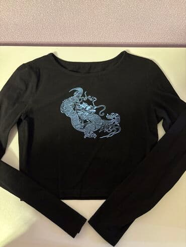 qadın koftaları: Кофта бершка с рисуноком дракона ✨ носила 1 раз, состояние идеальное — 1