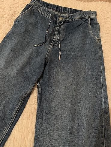 Unisex jeans şalvar - Model: elastik bellə “jogger” tipli cins şalvar