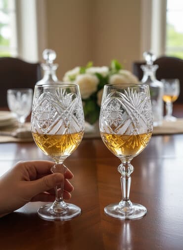 qab destleri: Qədəhlər, Xrustal, 6 ədədli dəst, Çexiya — 1