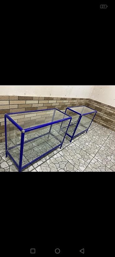 Məhsul: Şüşə vitrin stendləri (2 ədəd) + bölməli şüşə təşkilatçı