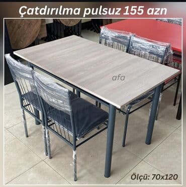 stul ev ucun: Mətbəx üçün, Açılmayan, Dördbucaq masa, 4 stul — 4