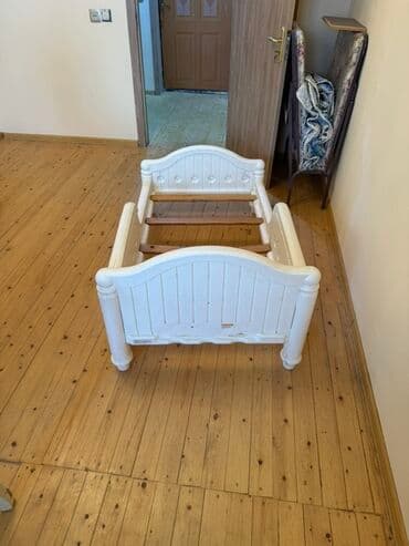 детские деревянные кровати: Для девочки и мальчика, Кровать, Без подьемного механизма, Без матраса, Без выдвижных ящиков — 1