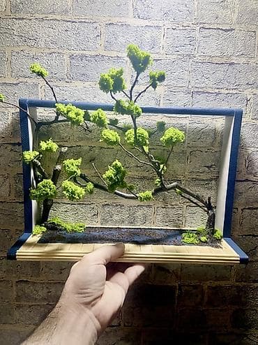 quru süd: Divar üçün 3D mini landşaft paneli - Tərkib: təbii quru budaq — 2