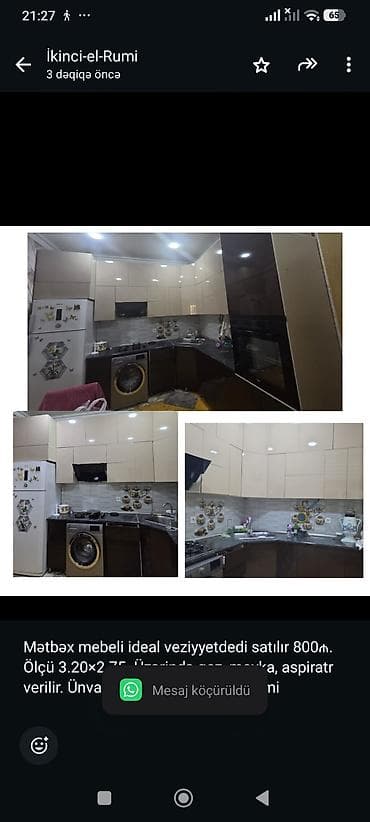 Mətbəx mebeli ideal veziyyetdedi satılır 800₼. Ölçü 3.20×2.75 — 1