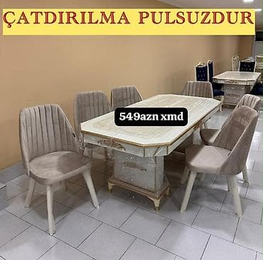 foresta mebel gence: Mətbəx/qonaq otağı üçün yemək dəsti - Dəst: 1 böyük masa + 6 ədəd — 1