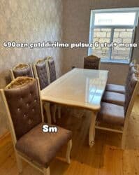 stol stul gəncə: Qonaq otağı üçün, Yeni, Açılmayan, Dördbucaq masa, 6 stul — 1