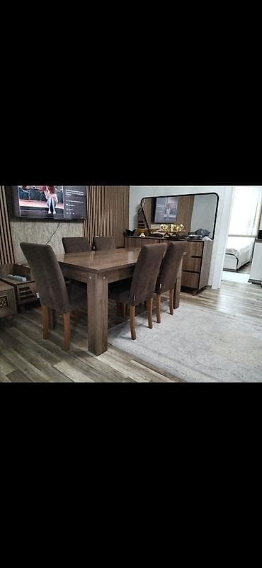 kontakt home divan kreslo: Qonaq otağı üçün, Açılmayan, Dördbucaq masa, 6 stul — 1