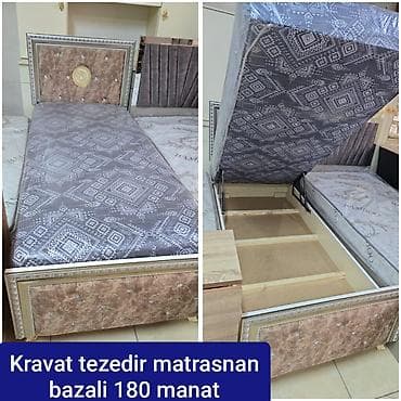 kravat 2 neferlik: Təknəfərlik çarpayı, Bazalı, Matras ilə, Siyirməsiz — 1