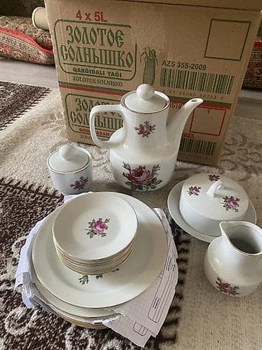 Çay dəsti, rəng - Ağ, Farfor, Hisar, 6 nəfərlik, Almaniya