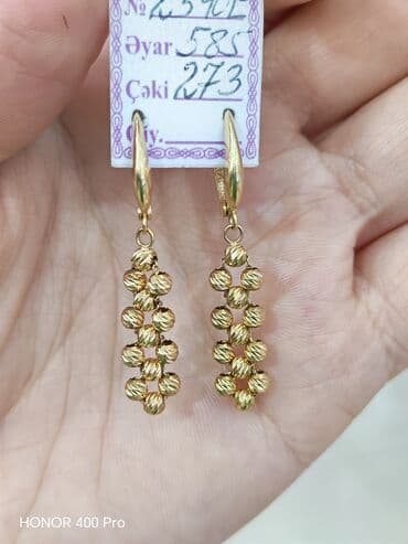 sirqa modelleri: Sırğa, Pandora, Sarı qızıl, 585 Əyar, 273 g — 3