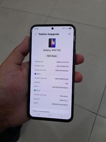 note 20 plus: Samsung Galaxy A54 5G, rəng - Qara, İki sim kartlı — 4