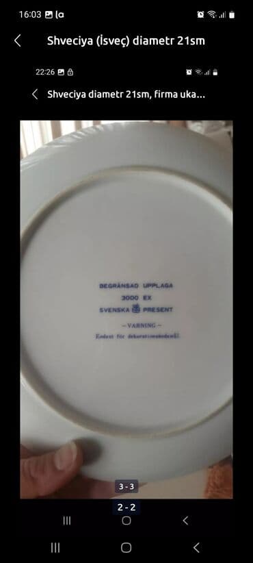 novruz xoncasi 2022: Diametr 21 sm. İsveçrə. Щвеция — 2