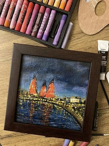 “Baku nights” 15x15sm canvas üzərində akril boya ilə mini tablo. - lalafo.az -da “Baku nights” 15x15sm canvas üzərində akril boya ilə mini tablo. -