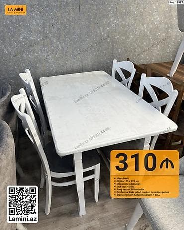 ag masa: Məhsul: Masa dəsti - Ölçülər: 70 x 120 sm - Mexanizm: Açılmayan - — 1