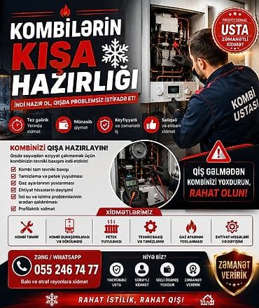 Xidmətlər: Xidmət: Kombilərin qışa hazırlığı və peşəkar servis Təsvir: - — 1