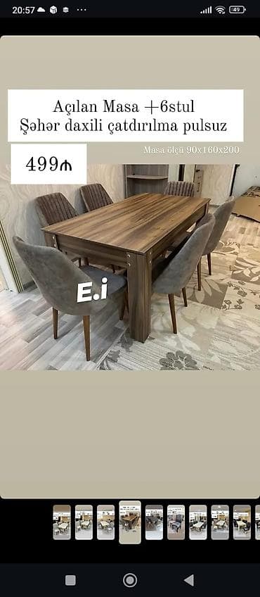 bag stol: Açılan masa + 6 stul dəsti - Masa ölçüsü: 90 × 160 × 200 - Şəhər — 1